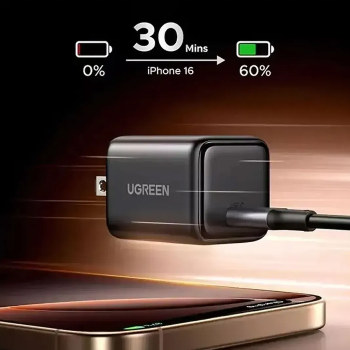 CARGADOR RÁPIDO CABLE USB-C GAN UGREEN 25W X517 ANDOID Y IOS - 6