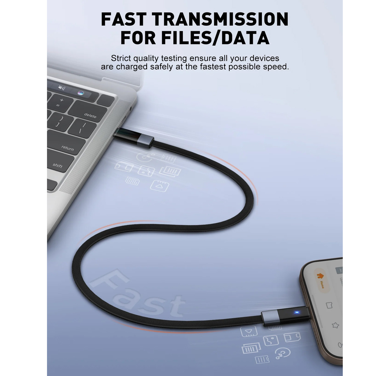 CABLE TIPO C A C LDNIO 65W LC241C CON CORTE AUTOMÁTICO 480 MBPS 1M - 4
