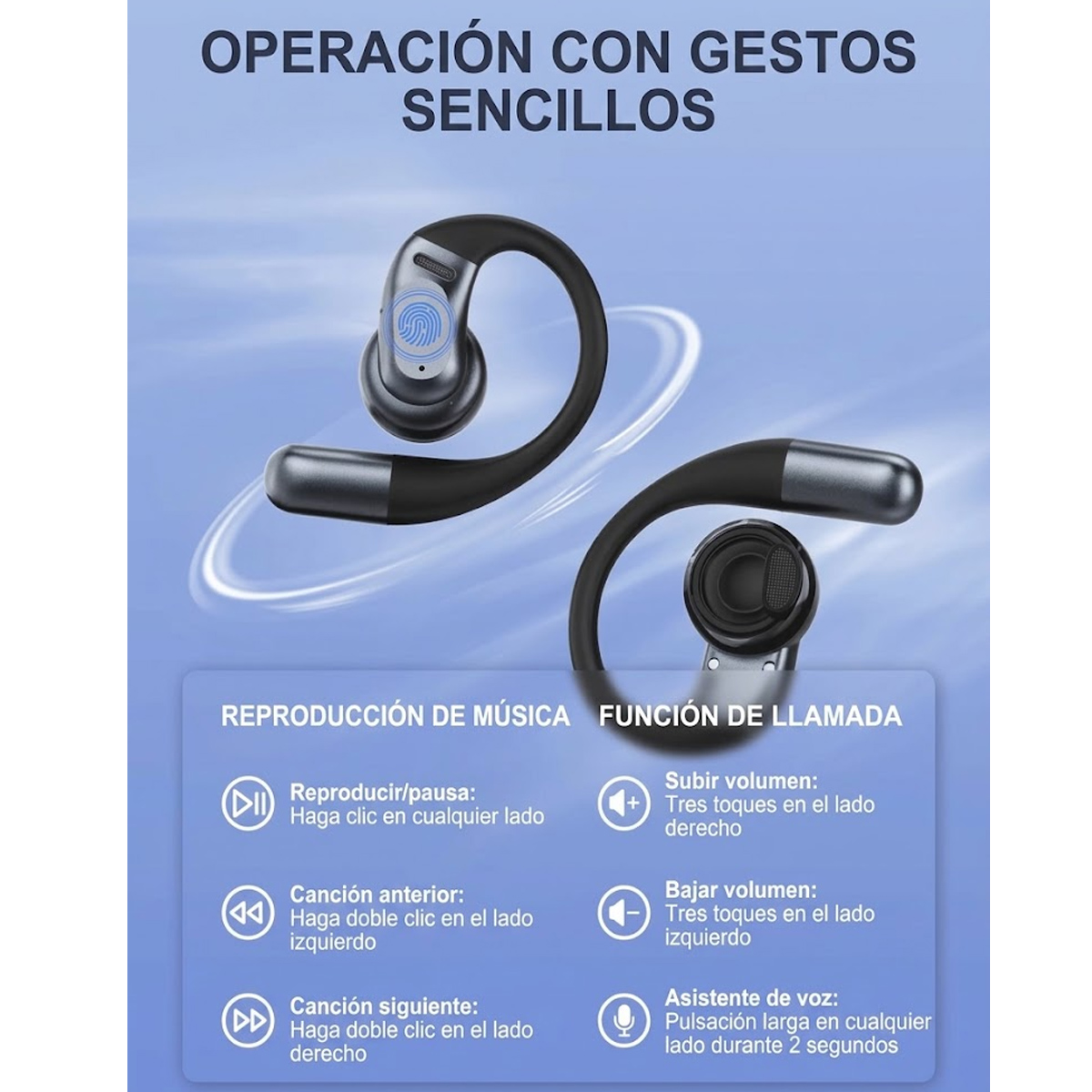 AURICULARES CONDUCCIÓN ÓSEA LDNIO T12 BLUETOOTH 54H - NEGRO - 6