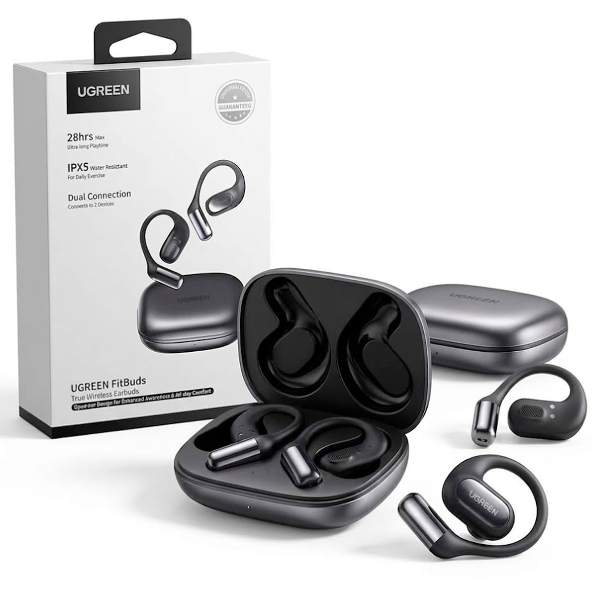 AUDIFONOS DEPORTIVOS UGREEN FITBUDS WS213 GANCHO OPEN EAR NEGRO - 1