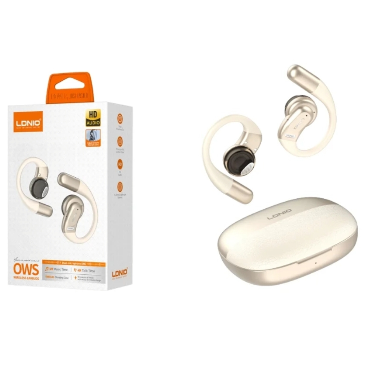 AURICULARES CONDUCCIÓN ÓSEA LDNIO T12 BLUETOOTH 54H - DORADO - 4