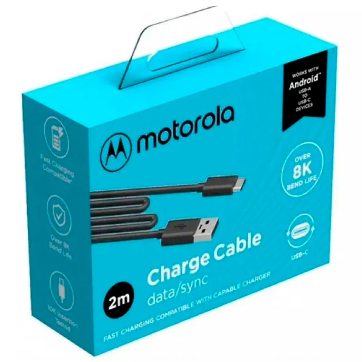 MOTOROLA CABLE USB-A MACHO - USB-C MACHO 2 METROS - NEGRO - 1