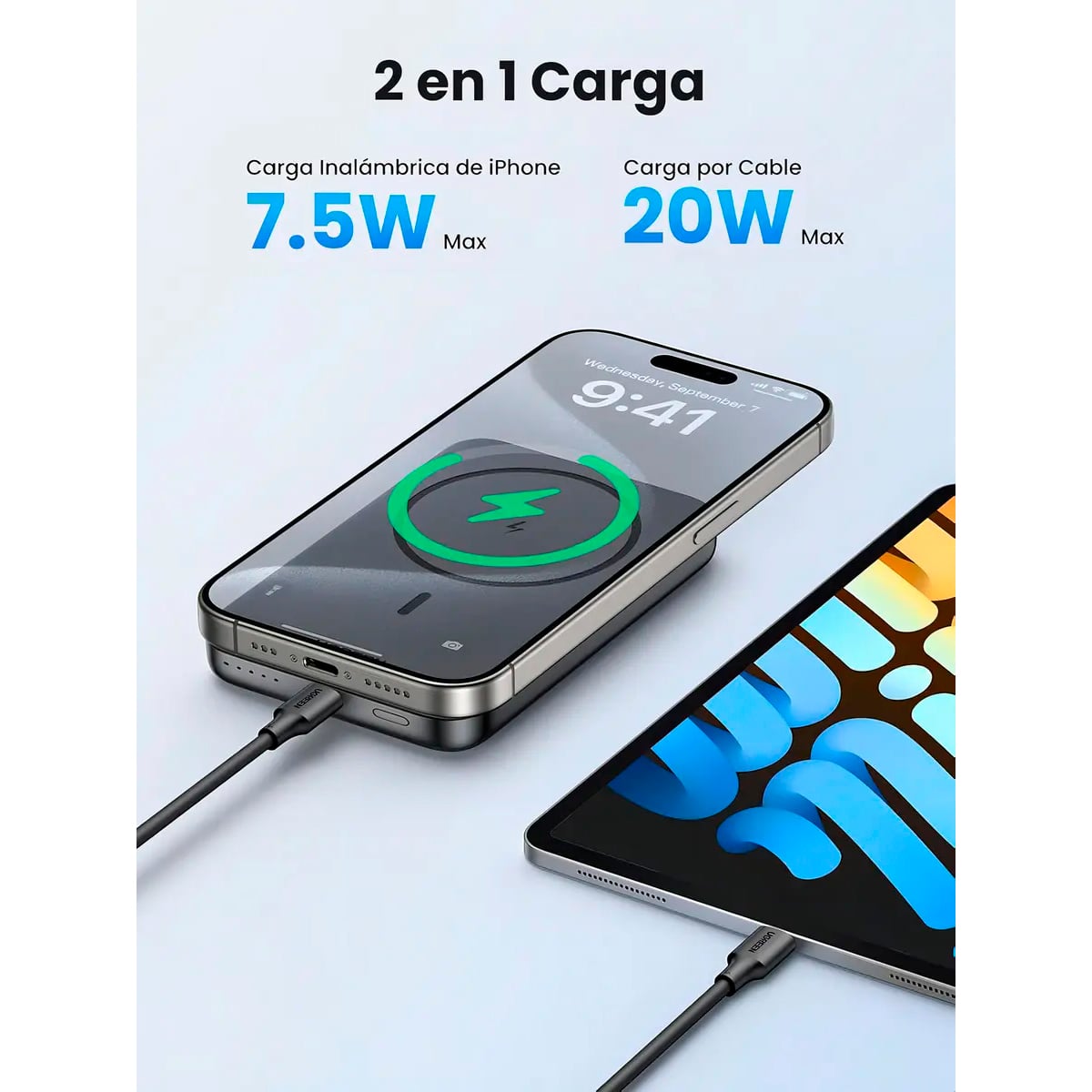 CARGADOR PORTÁTIL MAGNÉTICO UGREEN PB561 DE 10,000 MAH 20W NEGRO - 3