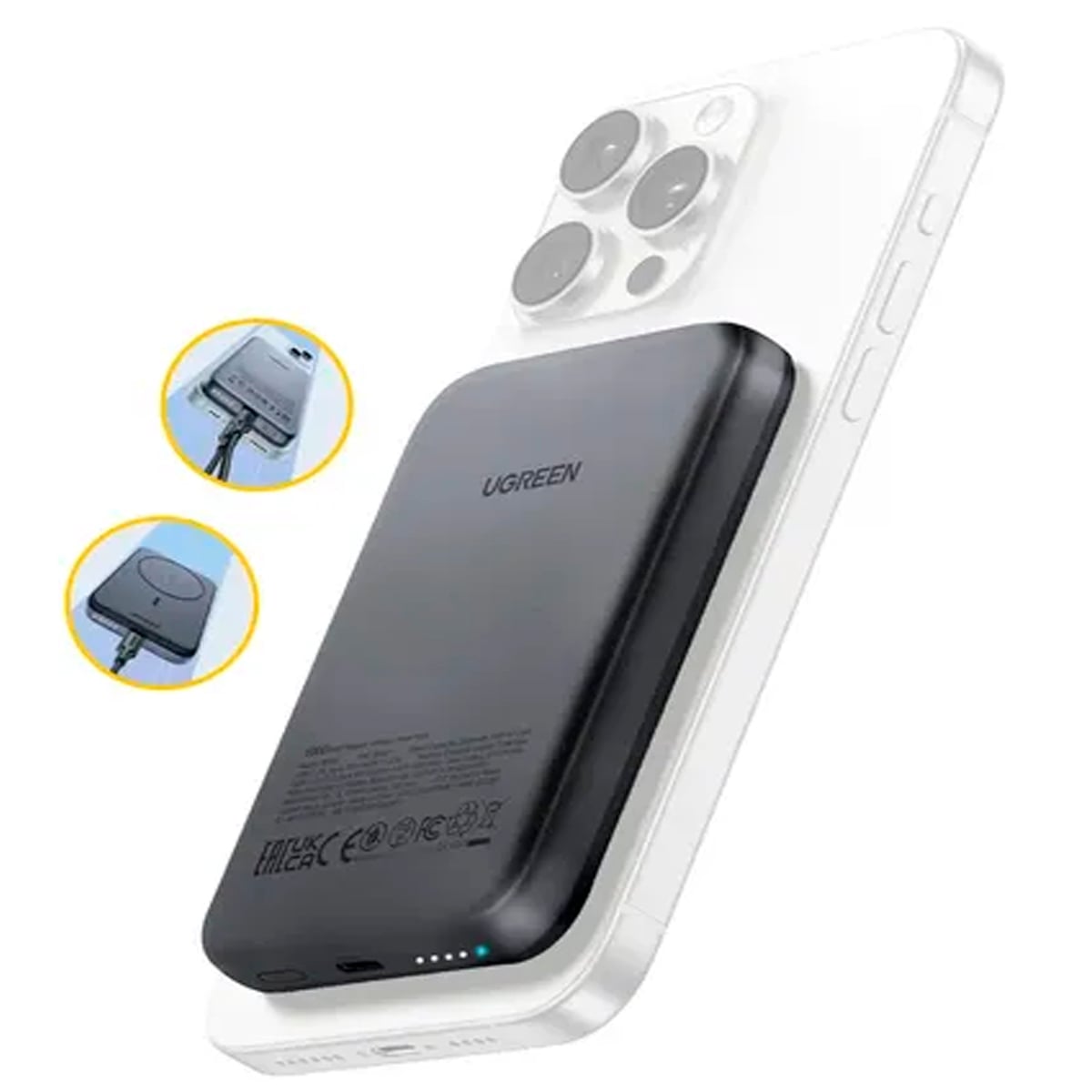 CARGADOR PORTÁTIL MAGNÉTICO UGREEN PB561 DE 10,000 MAH 20W NEGRO - 4