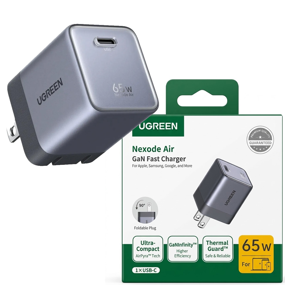 CARGADOR UGREEN X860 65W GAN + CABLE USB-C L536 240W 2M CARGA RÁPIDA - 2