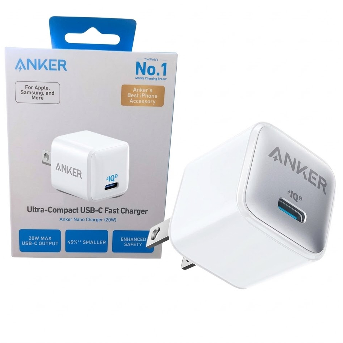 CARGADOR RAPIDO ANKER 511 NANO PRO 20W USB-C PARA IPHONE Y SAMSUNG BLANCO - 1