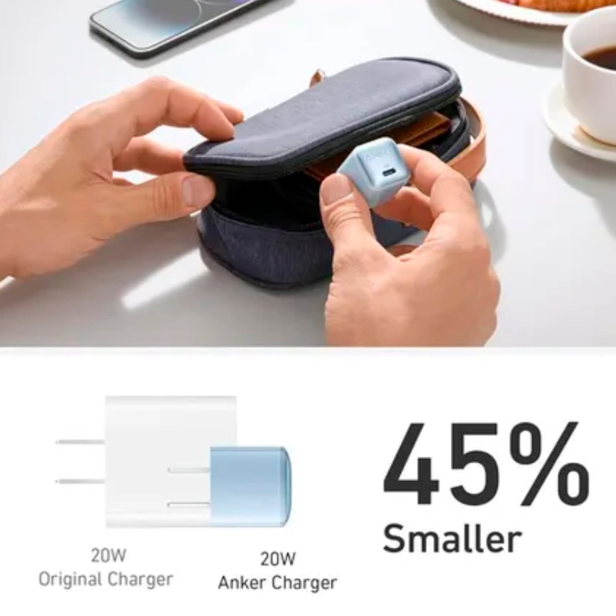 CARGADOR RAPIDO ANKER 511 NANO PRO 20W USB-C PARA IPHONE Y SAMSUNG BLANCO - 4