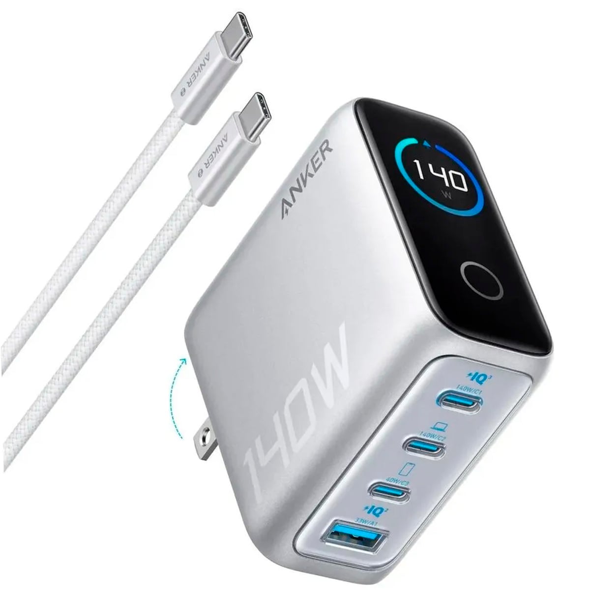 CARGADOR RÁPIDO ANKER 140W GAN 4EN1 ESTACIÓN DE CARGA POWER DELIVERY 3.1 - 1