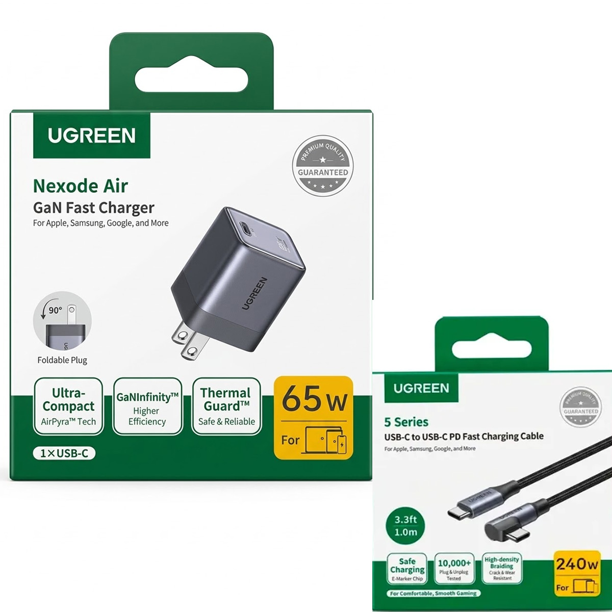 CARGADOR UGREEN X860 65W GAN + CABLE USB-C L536 240W 1M CARGA RÁPIDA - 5