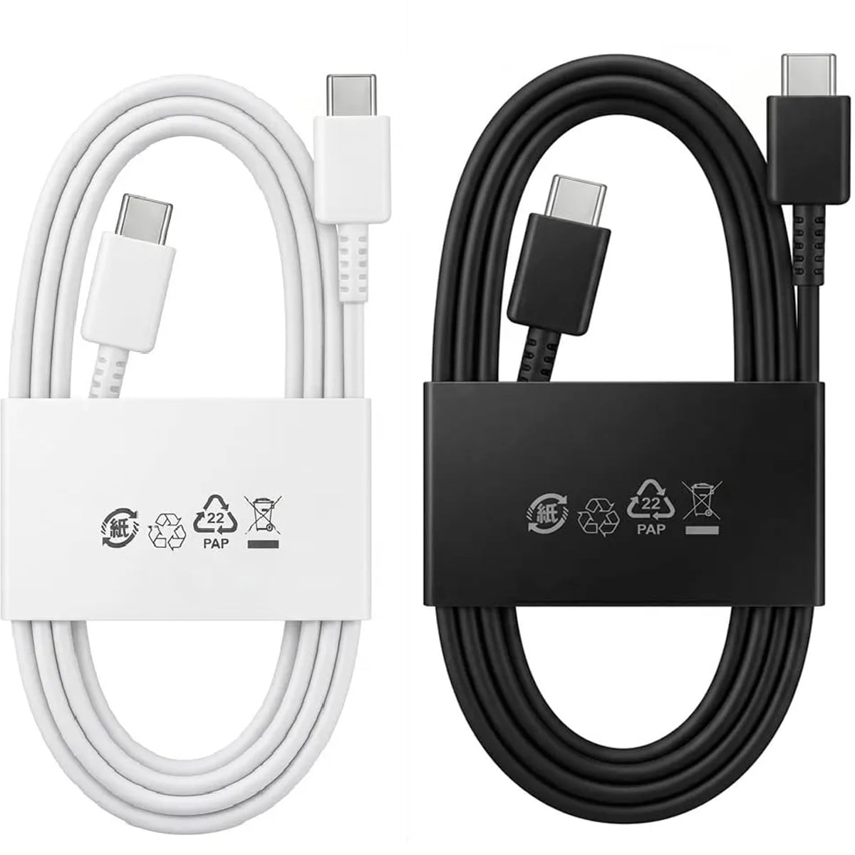PACK X2 CABLES SAMSUNG TIPO C A C EP-DN980 CARGA RÁPIDA BLANCO Y NEGRO - 1