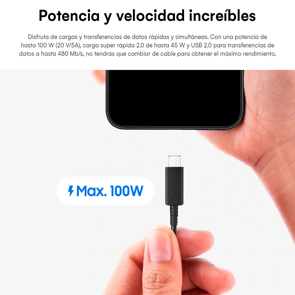 CABLE USB-C A USB-C SAMSUNG 5A 1.8M PARA SAMSUNG S26 ULTRA NEGRO - 3
