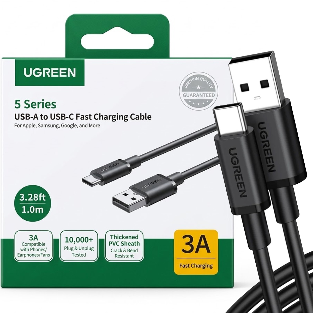 CABLE USB A USB-C UGREEN 5 SERIES 3A CARGA RÁPIDA 1M 85201 - 2