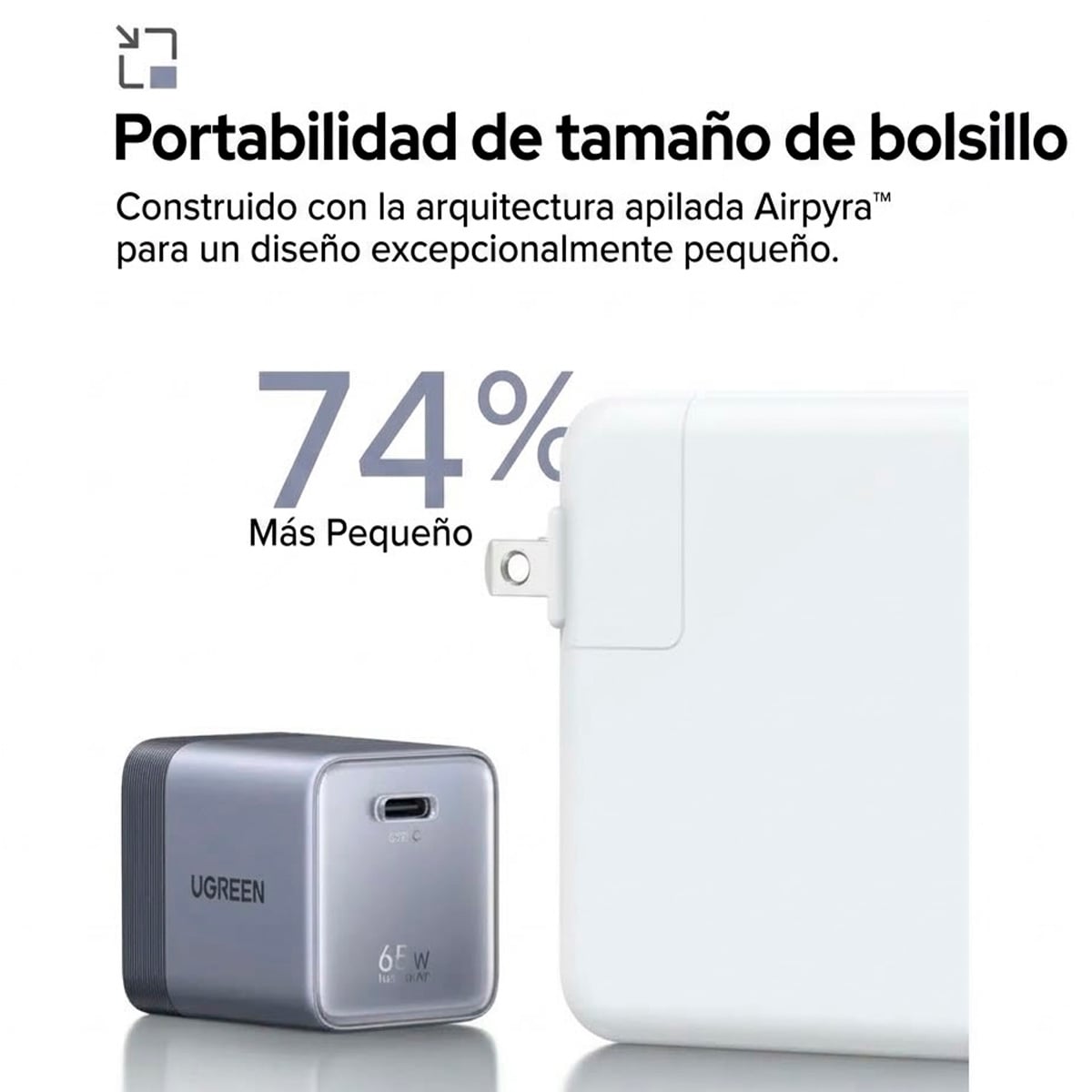 CARGADOR GAN NEXODE AIR 65W USB-C UGREEN X860 - 95169B - 3