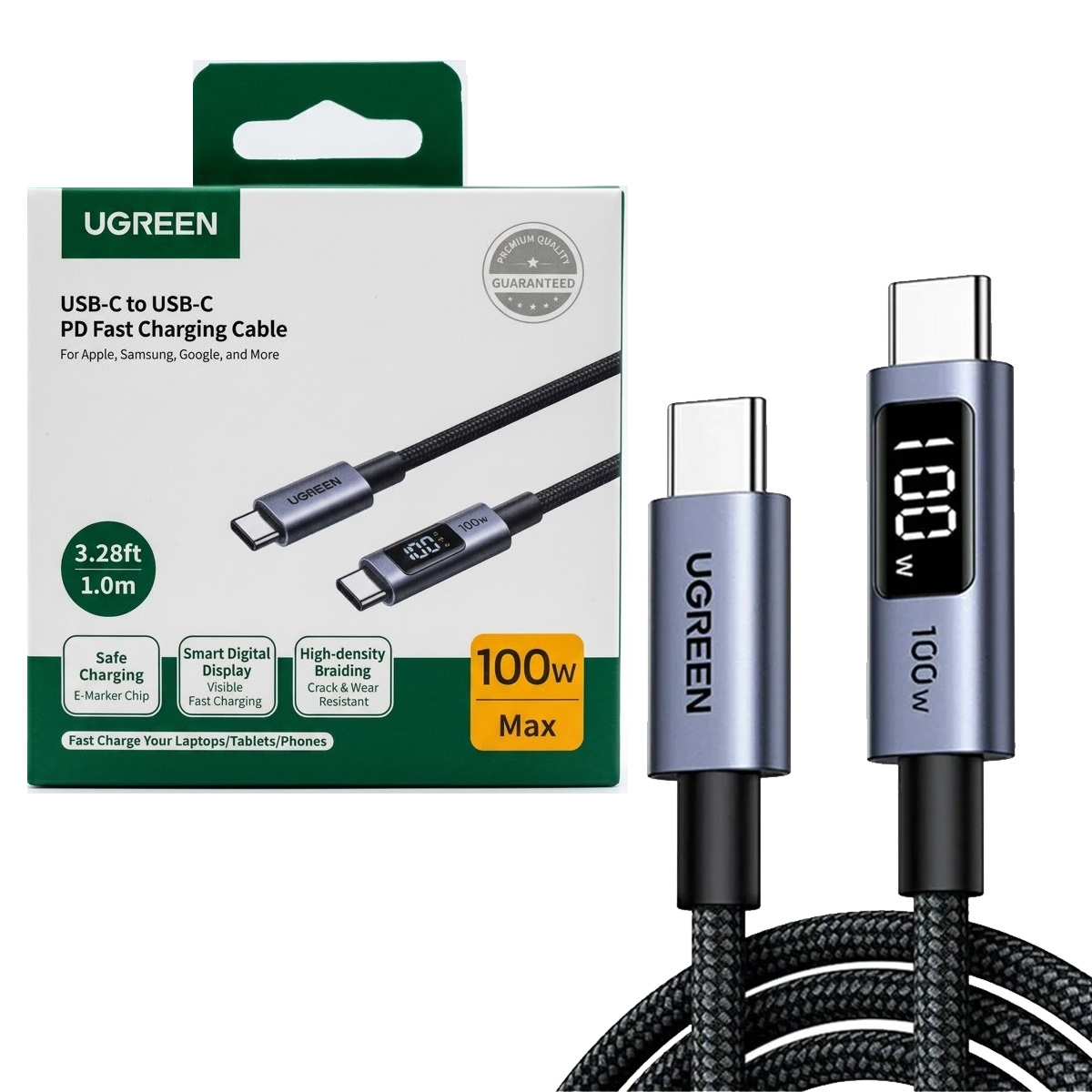 CABLE UGREEN L529 65862 USB-C A USB-C PD CARGA RÁPIDA 1M - 2