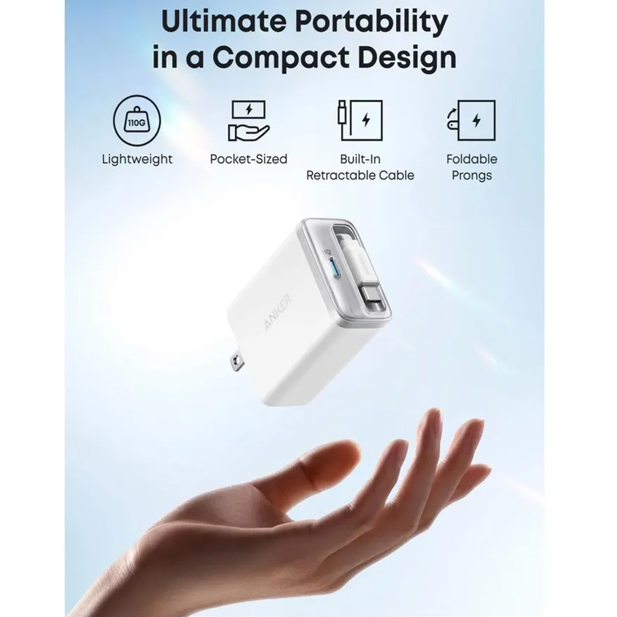 CARGADOR ANKER NANO 35W USB-C DISEÑO COMPACTO CARGA RÁPIDA GAN BLANCO - 3