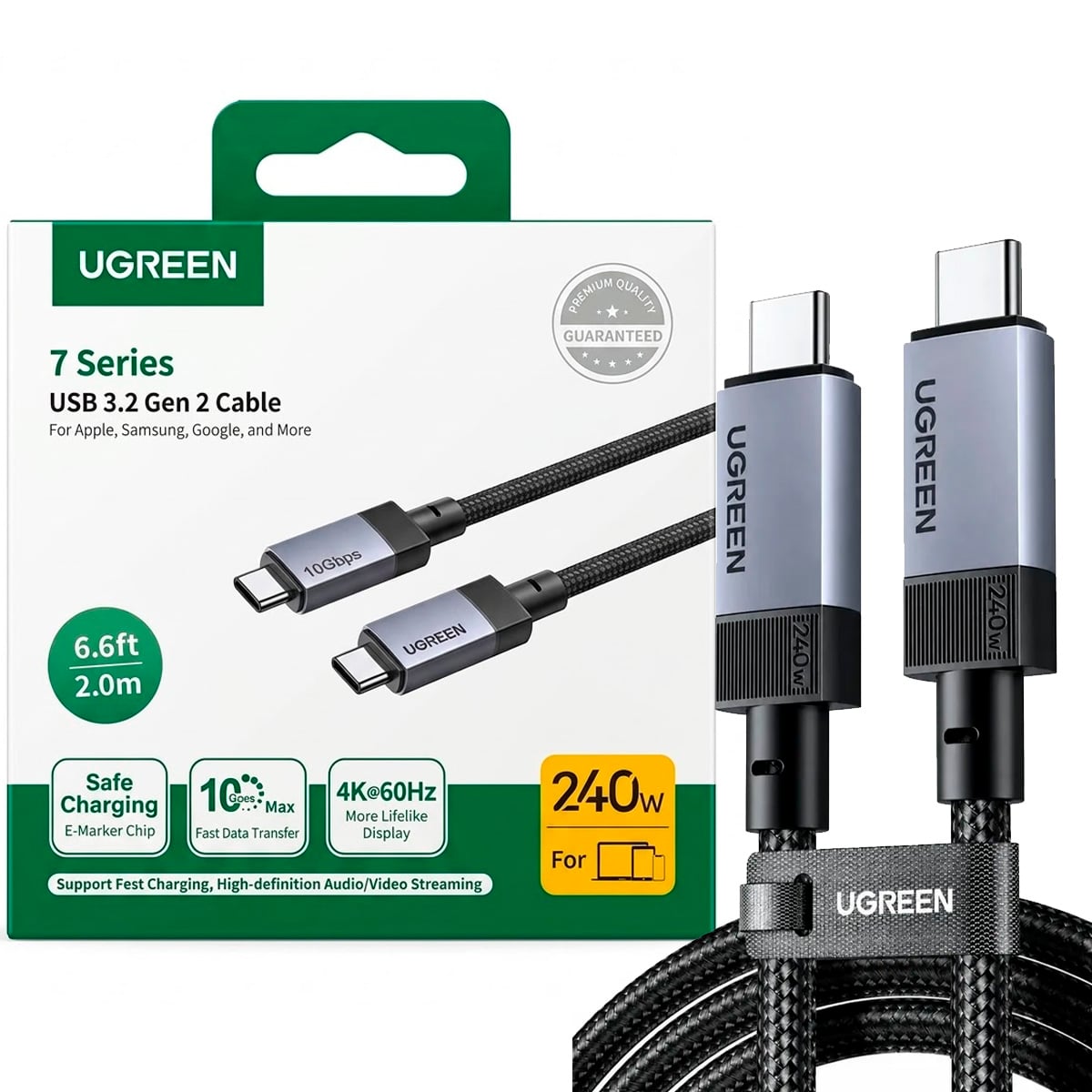 CABLE UGREEN L701 USB 3.2 GEN 2 CARGA 240W TRANSMISIÓN VIDEO 4K 2M - 1