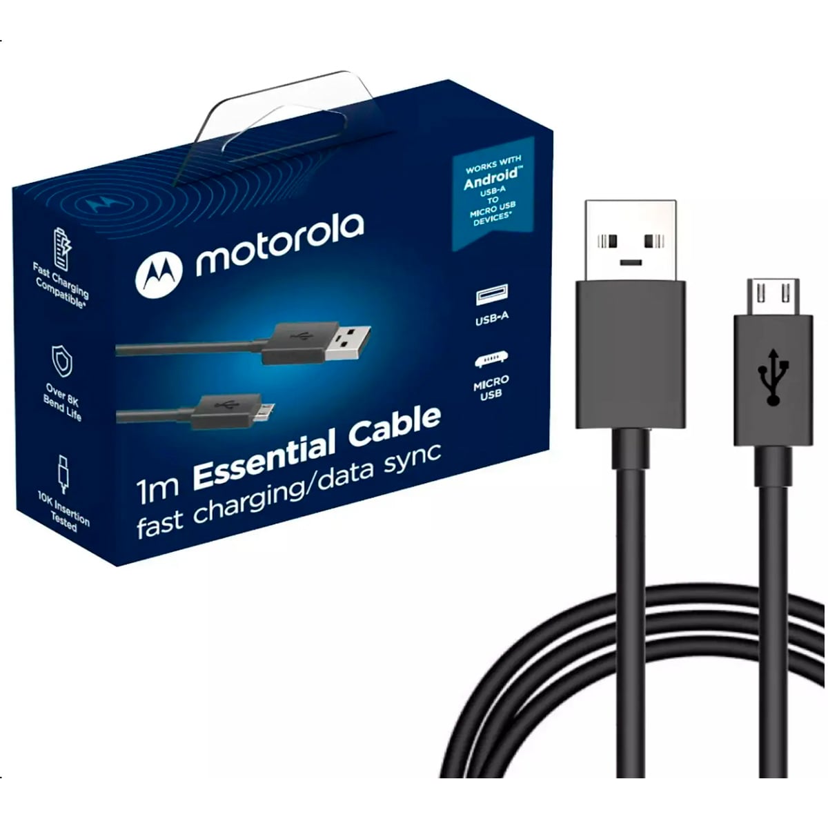 CABLE MOTOROLA MICRO USB 1M ENTRADA V8 - NEGRO - 1