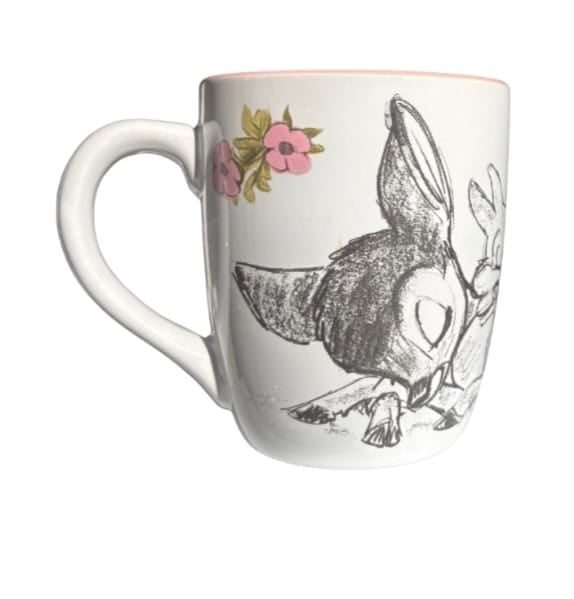 TAZON CERAMICO DISEÑO BAMBI CON FLORES TAZA DECORATIVA 750 ML - 1