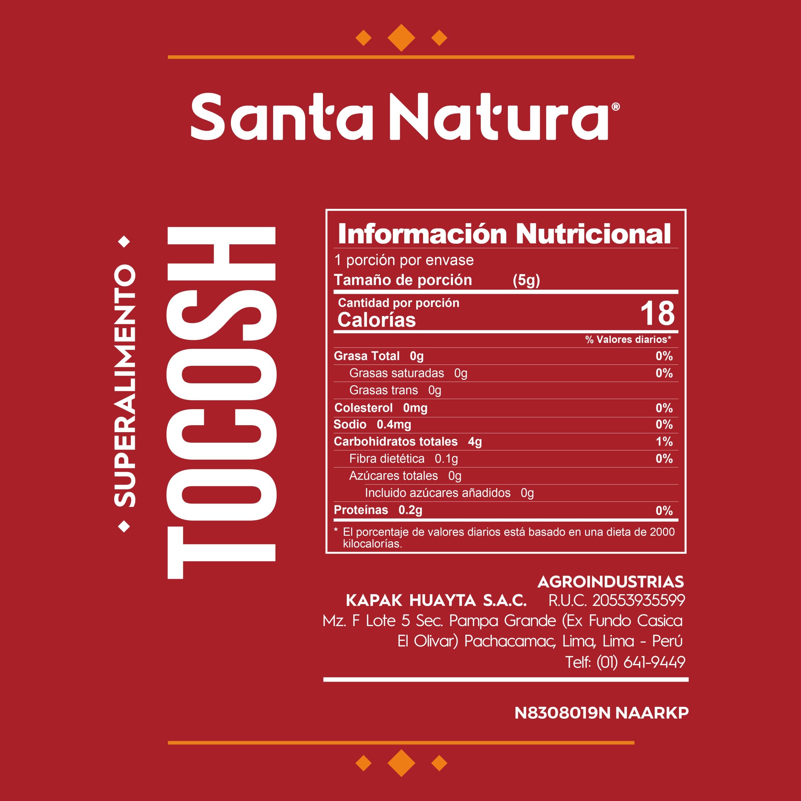 BATIDO EN POLVO TOCOSH CON UÑA DE GATO Y MUÑA SANTA NATURA 75 GR - 3