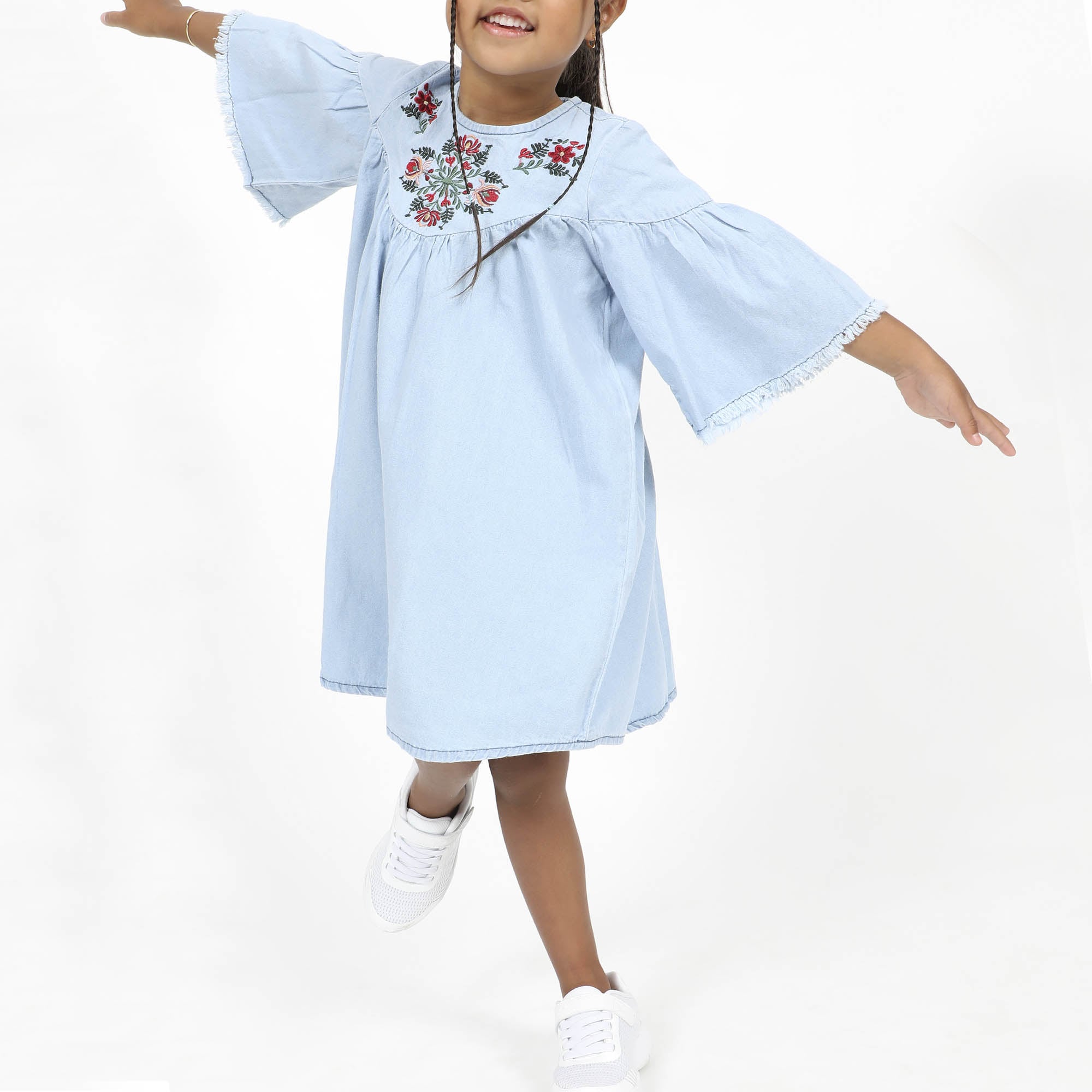 VESTIDO CORTO NIÑA COTTONS JEANS ESMERALDA - 1