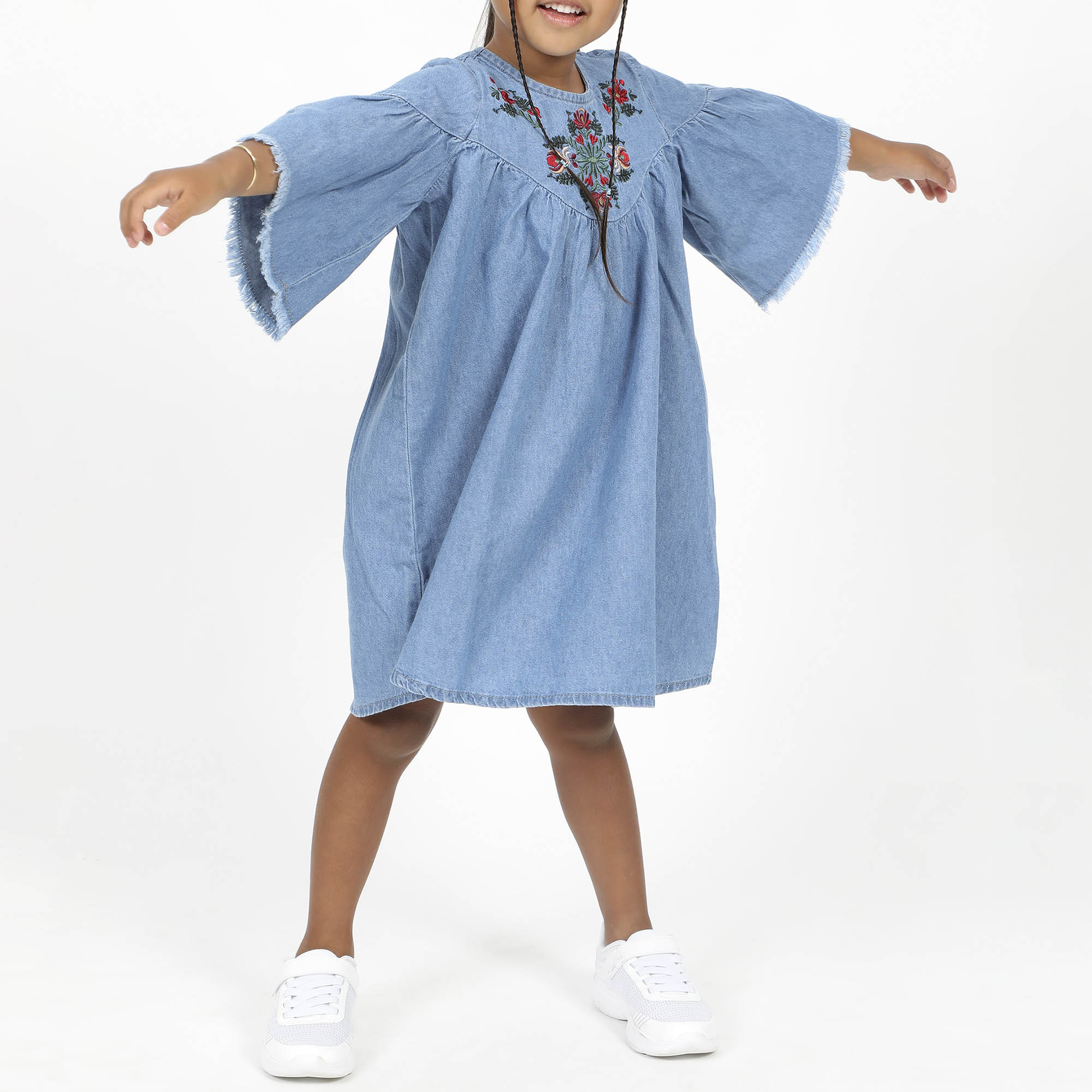 VESTIDO CORTO NIÑA COTTONS JEANS ESMERALDA - 1