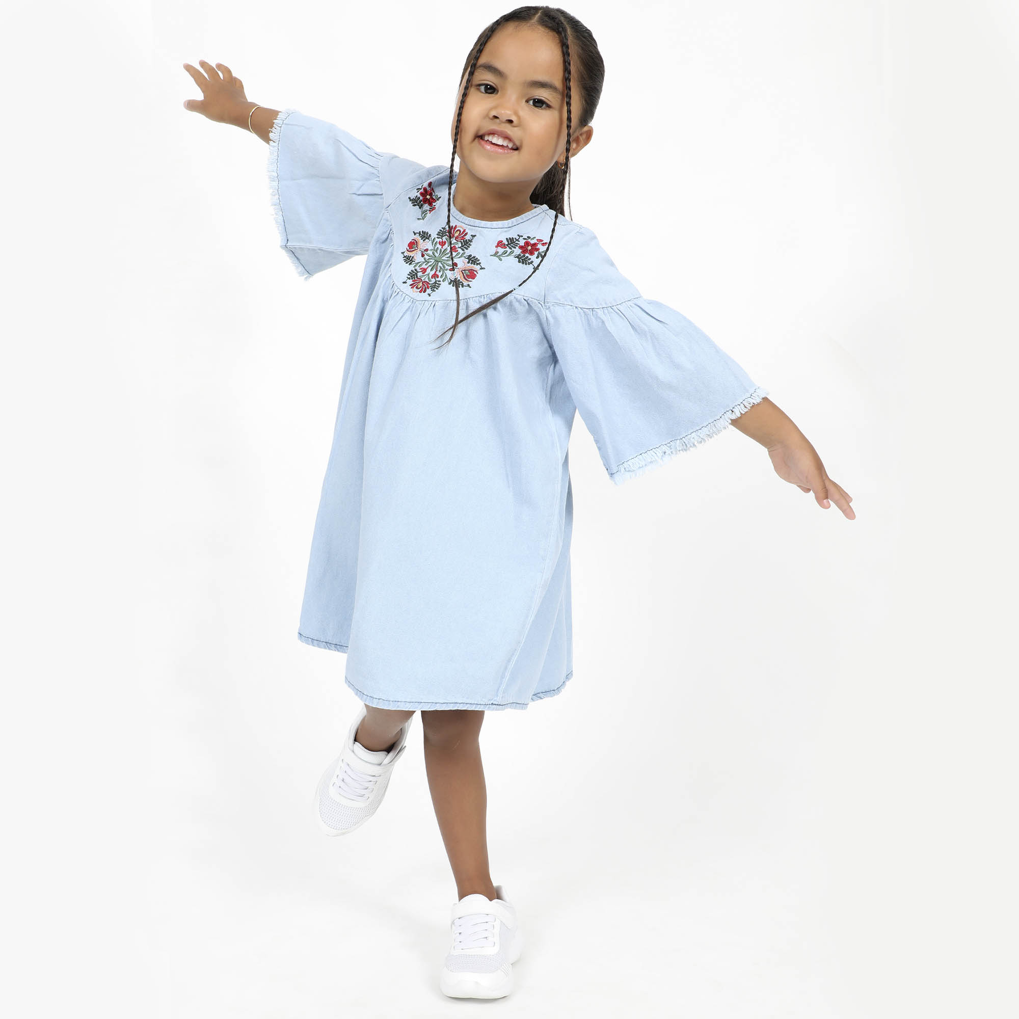 VESTIDO CORTO NIÑA COTTONS JEANS ESMERALDA - 2