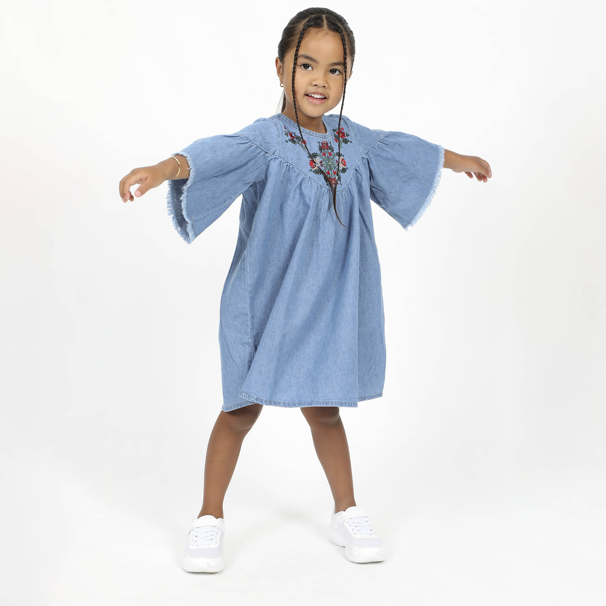 VESTIDO CORTO NIÑA COTTONS JEANS ESMERALDA - 2