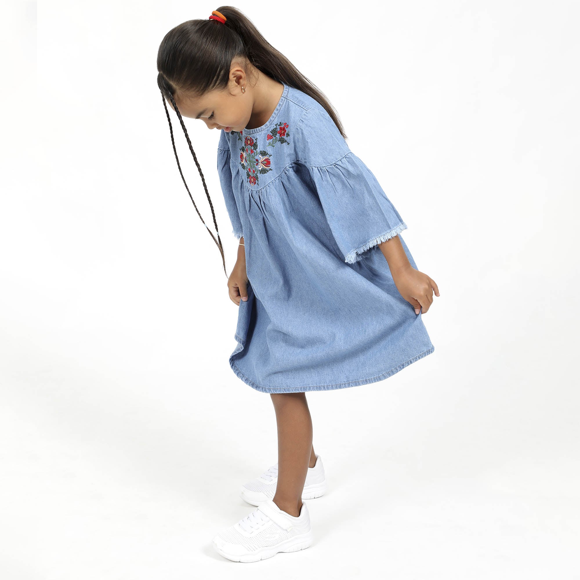 VESTIDO CORTO NIÑA COTTONS JEANS ESMERALDA - 3