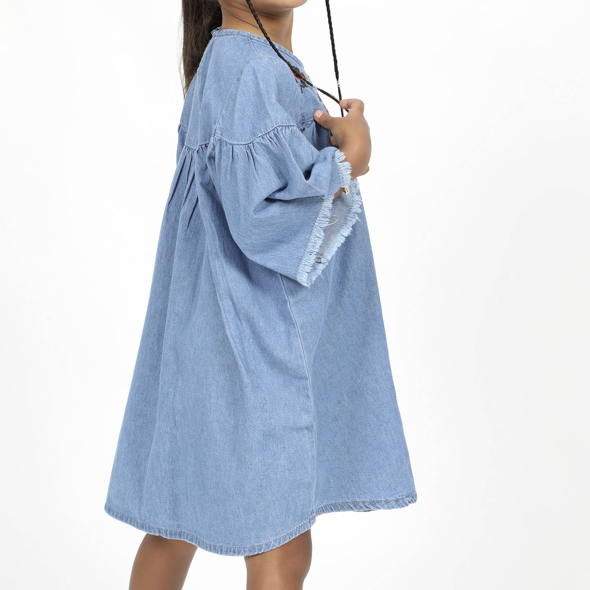 VESTIDO CORTO NIÑA COTTONS JEANS ESMERALDA - 4