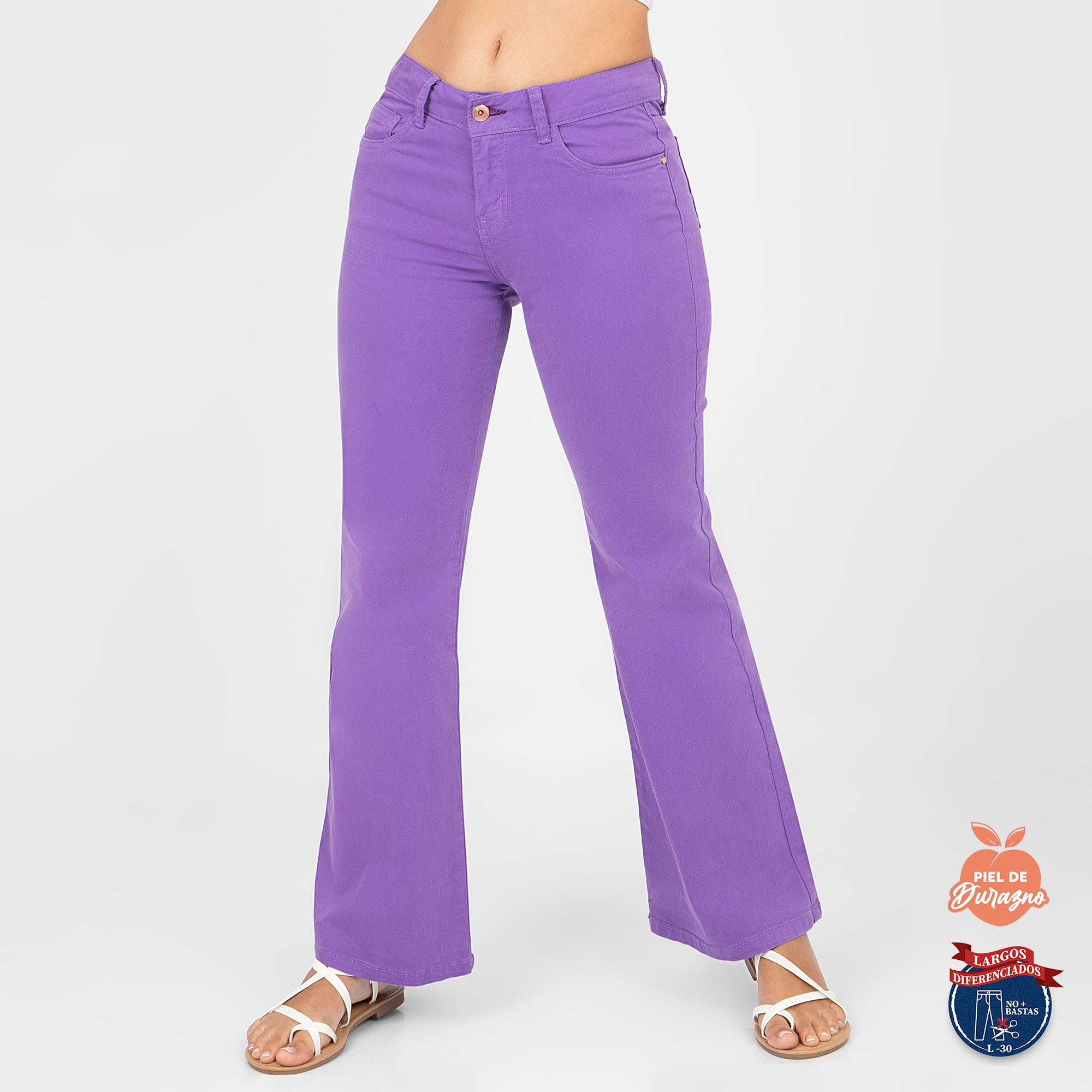 PANTALÓN CASUAL PALAZZO MUJER COTTONS JEANS CAMPANA LUCIANA TALL - 1