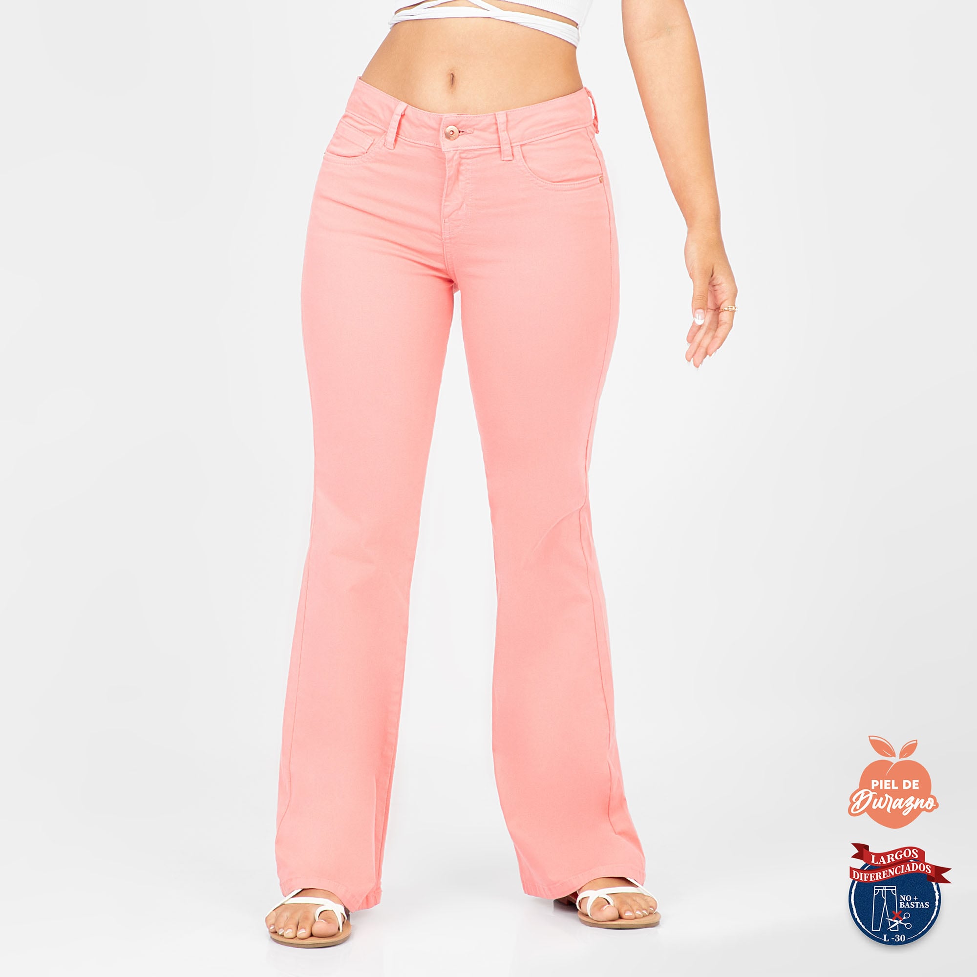 PANTALÓN CASUAL PALAZZO MUJER COTTONS JEANS CAMPANA LUCIANA TALL - 1