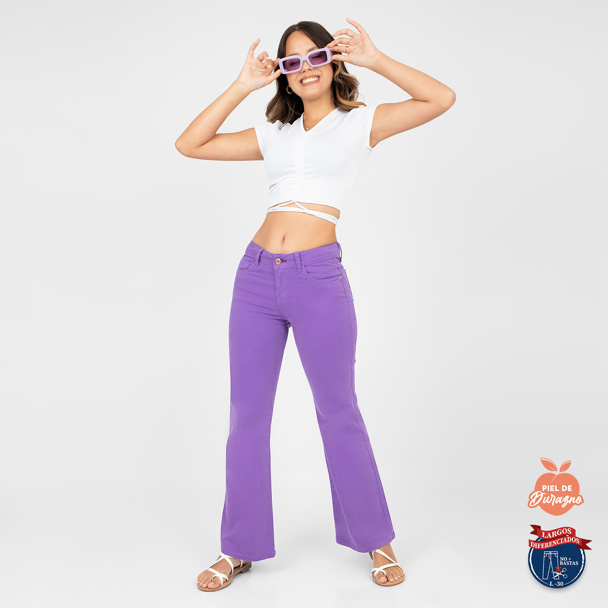 PANTALÓN CASUAL PALAZZO MUJER COTTONS JEANS CAMPANA LUCIANA TALL - 2