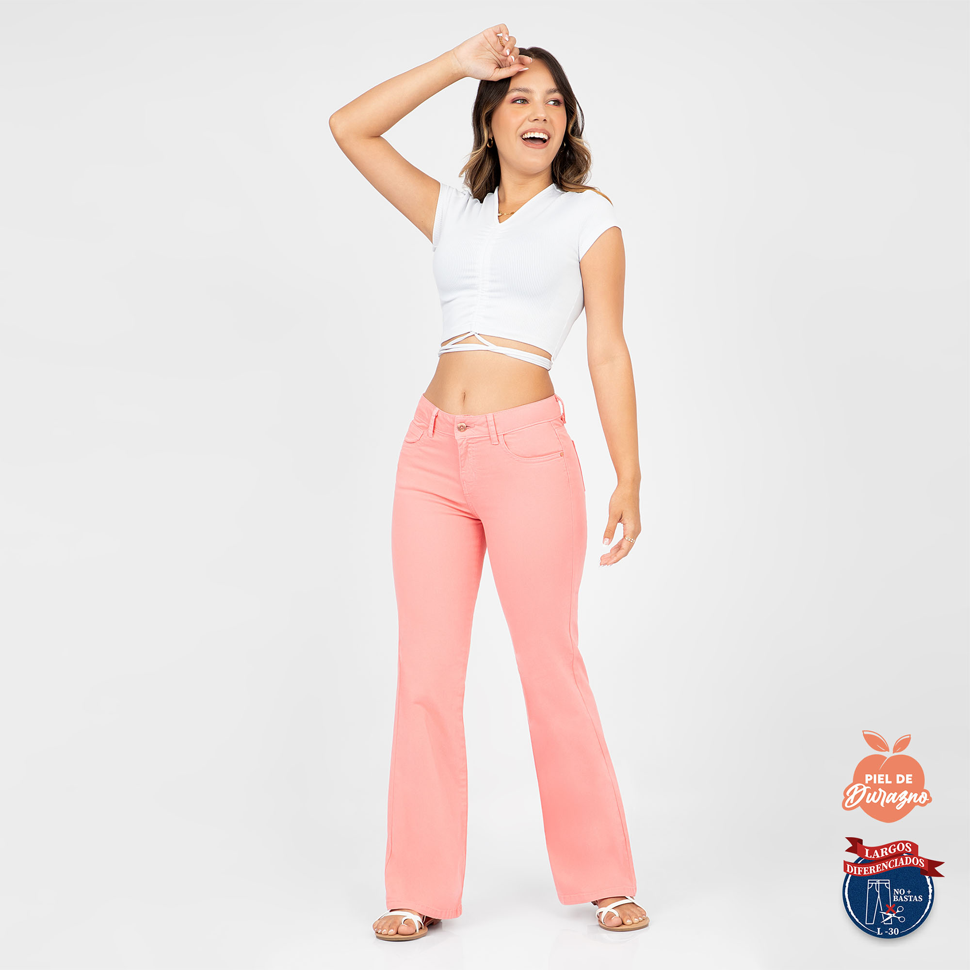PANTALÓN CASUAL PALAZZO MUJER COTTONS JEANS CAMPANA LUCIANA TALL - 2