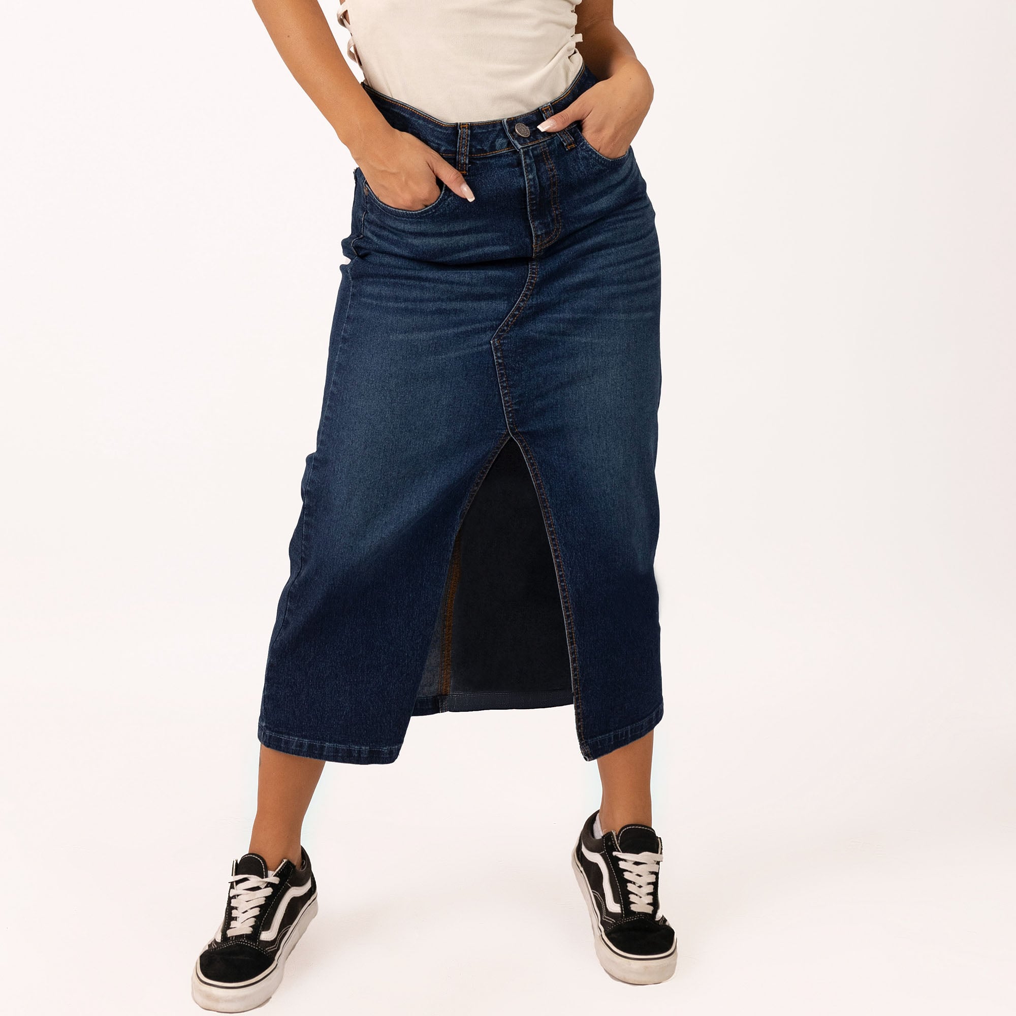 FALDA MIDI SLIM MUJER COTTONS JEANS IRLANDA - 1