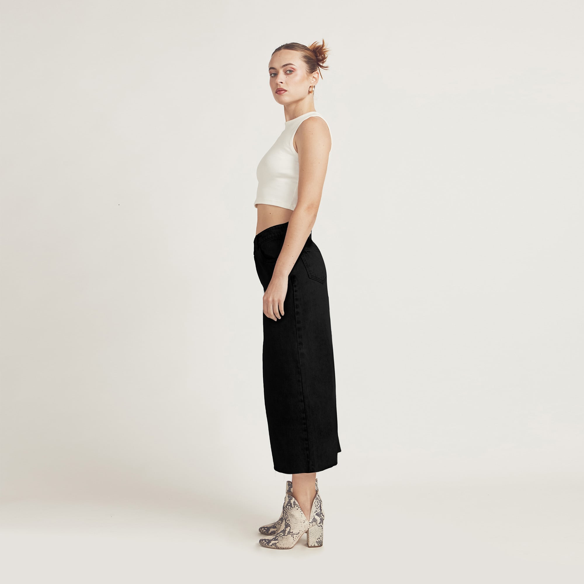 FALDA MAXI MUJER COTTONS JEANS NEGRO TAFETA HANA - 5