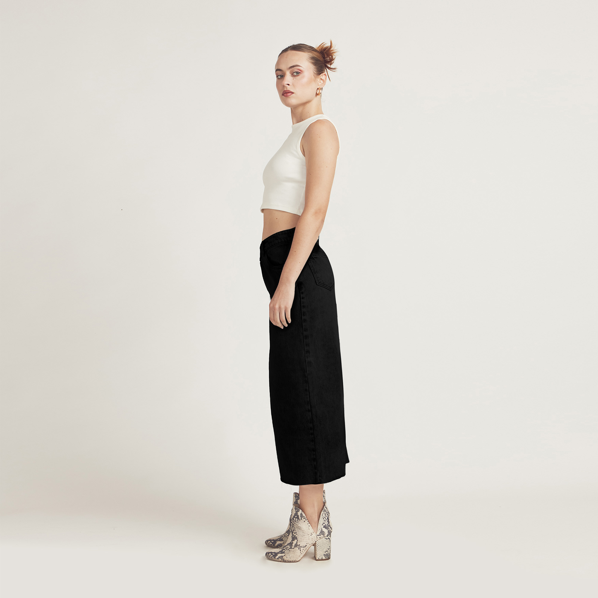 FALDA MAXI MUJER COTTONS JEANS NEGRO TAFETA HANA - 5