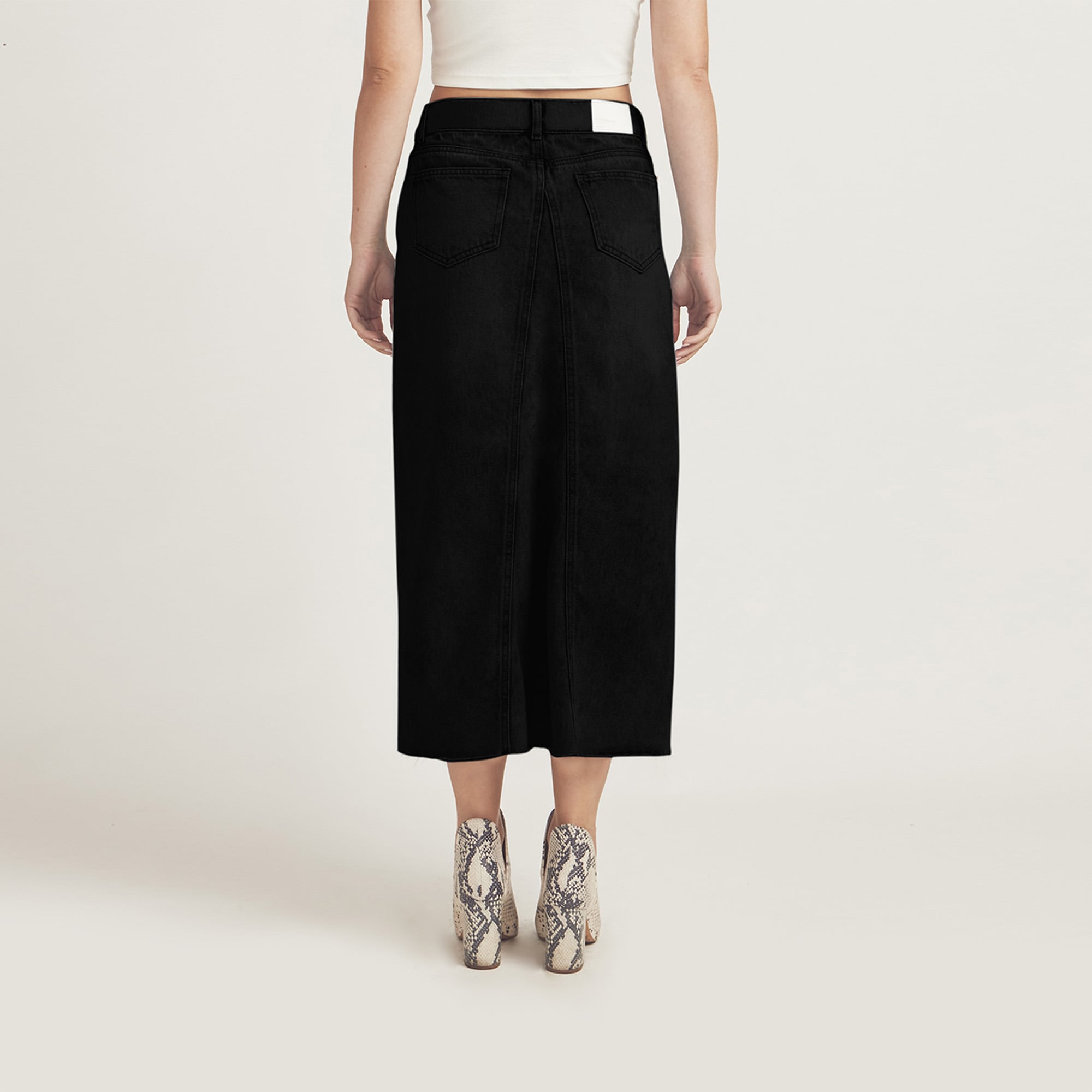 FALDA MAXI MUJER COTTONS JEANS NEGRO TAFETA HANA - 6