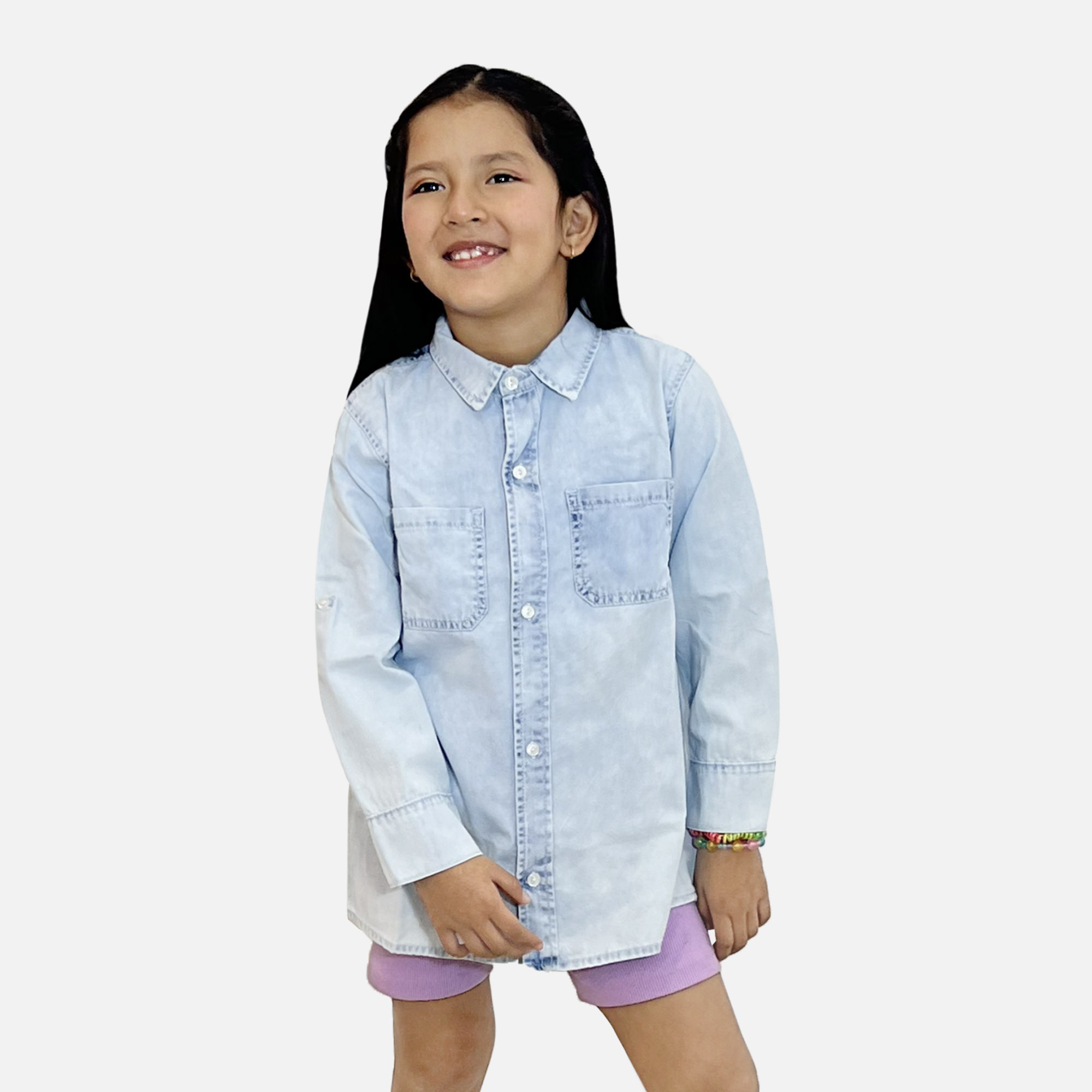 BLUSA MANGA LARGA NIÑA COTTONS JEANS CELESTE MALAIKA REGULAR - 1