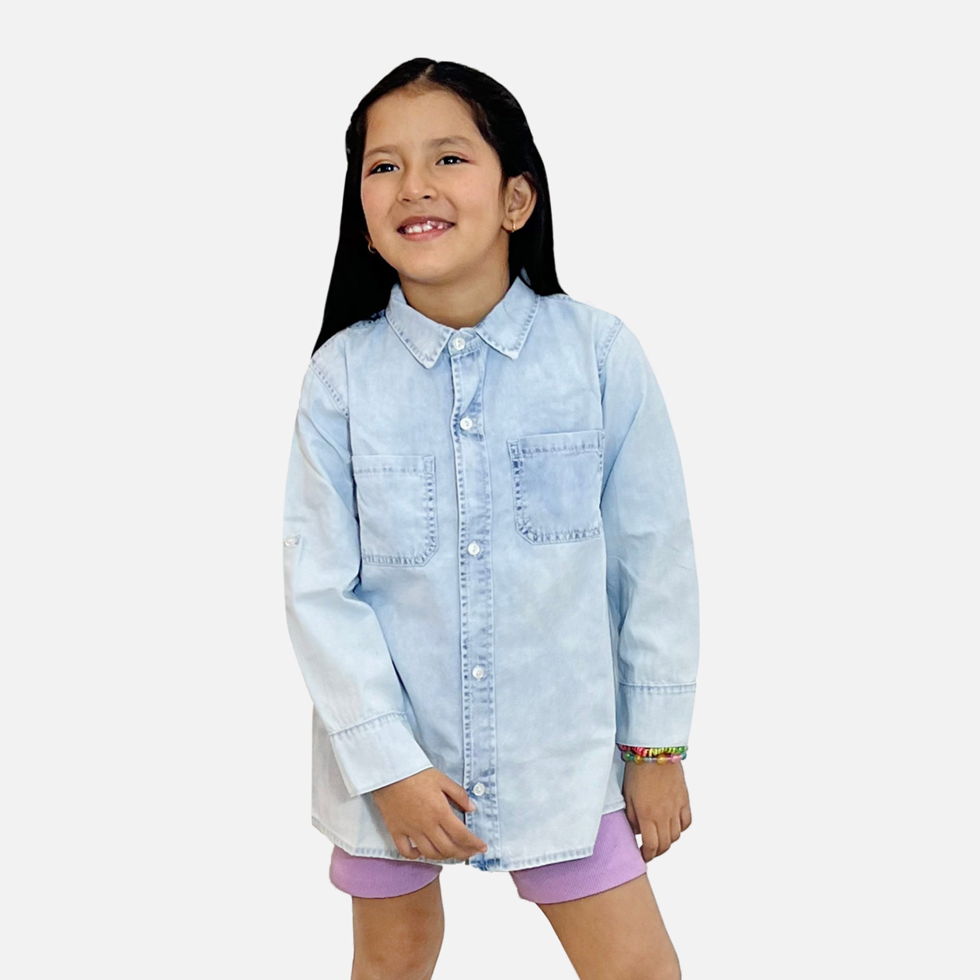 BLUSA MANGA LARGA NIÑA COTTONS JEANS CELESTE MALAIKA REGULAR - 1