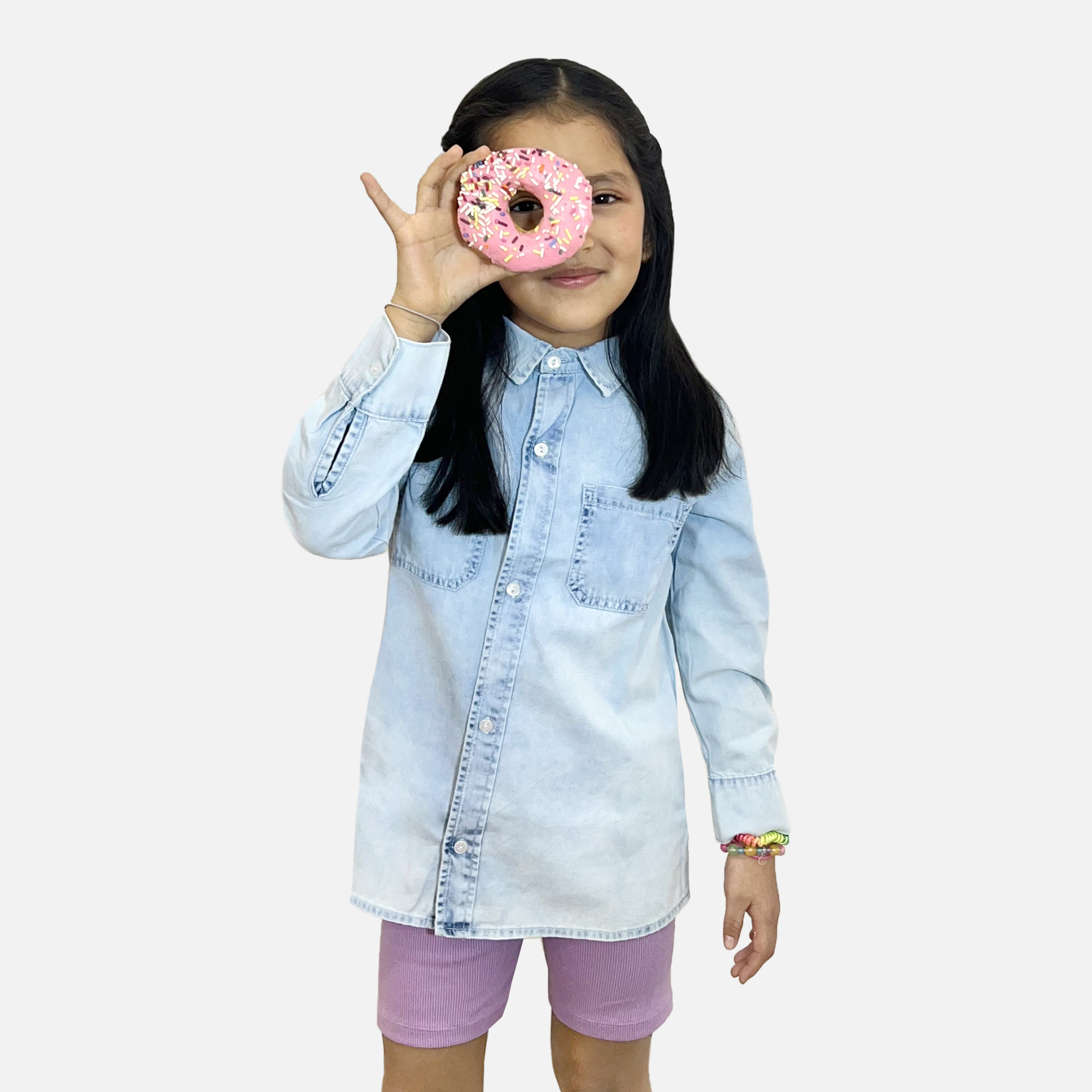 BLUSA MANGA LARGA NIÑA COTTONS JEANS CELESTE MALAIKA REGULAR - 2