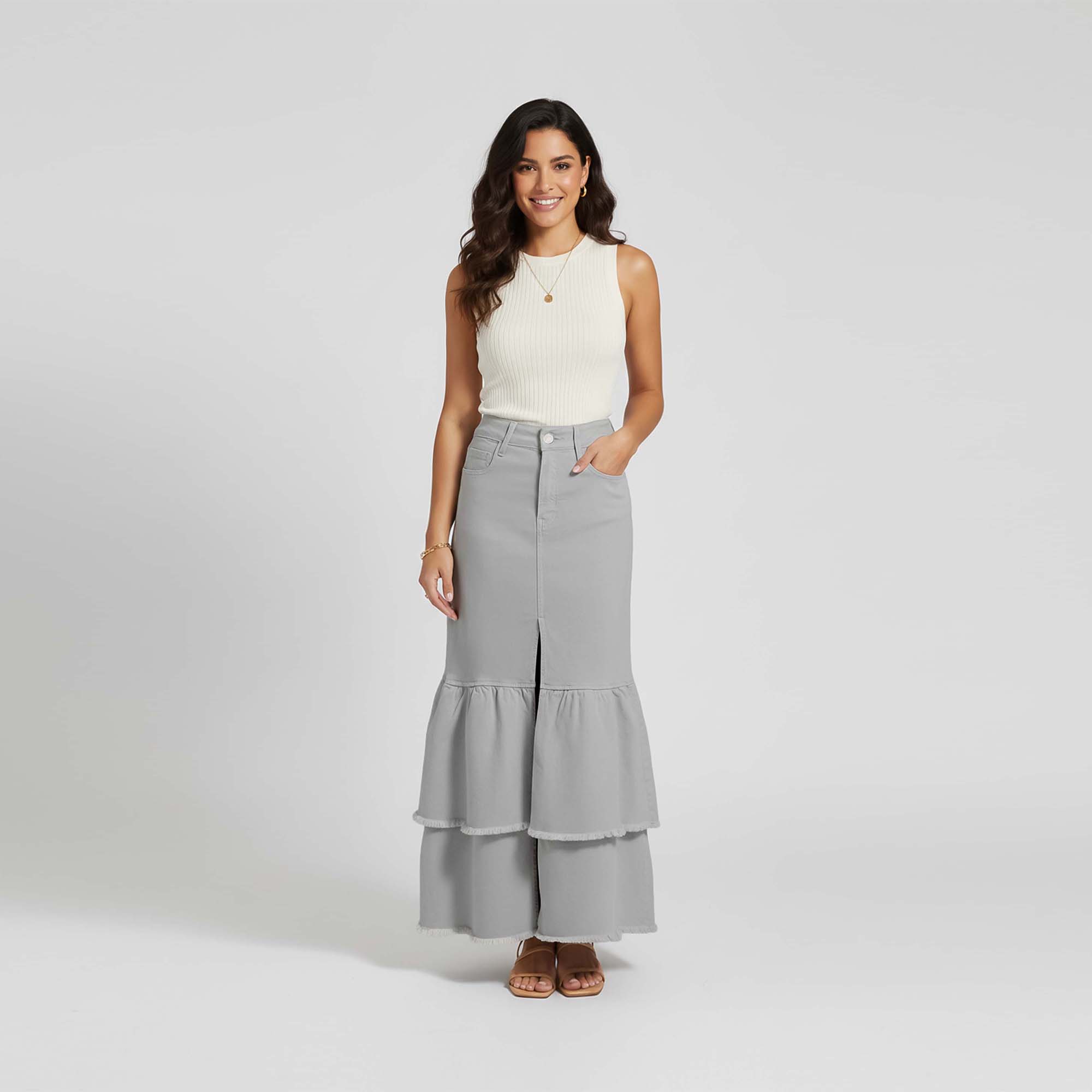 MAXI FALDA  MUJER COTTONS JEANS SEFORA - 1