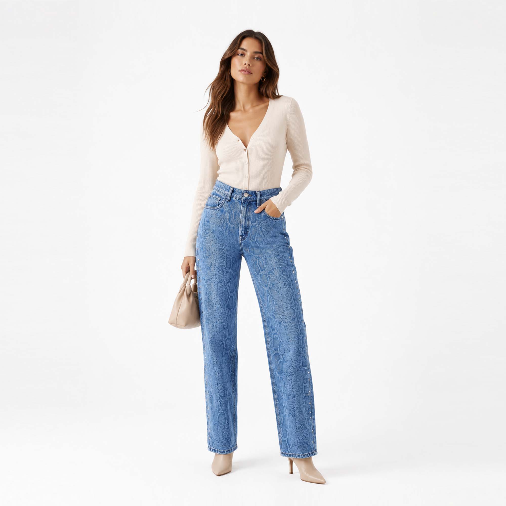 JEAN STRAIGHT PARA MUJER COTTONS JEANS FABIANA - 1