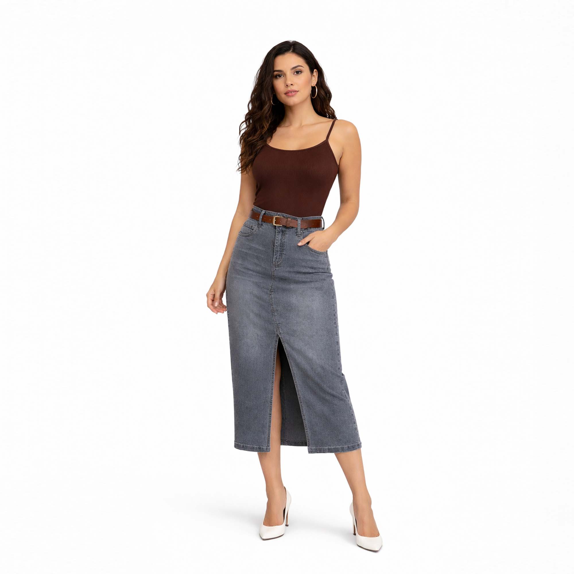 FALDA MIDI SLIM MUJER COTTONS JEANS IRLANDA - 1
