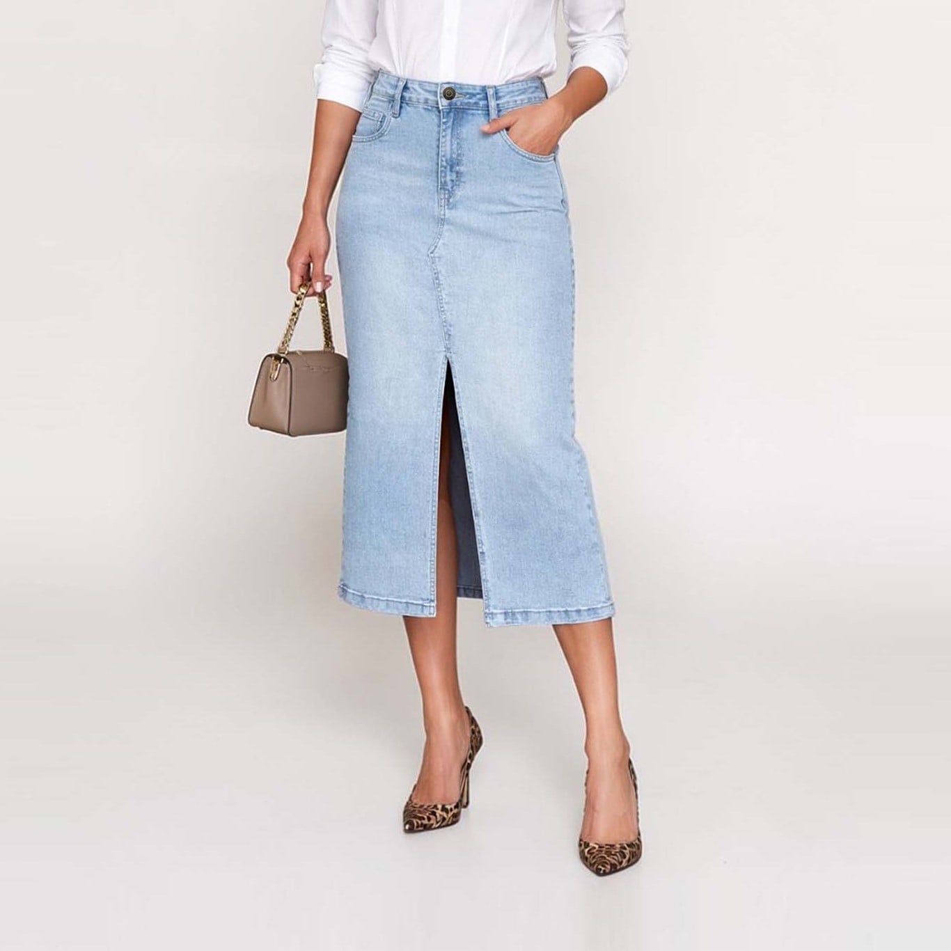 FALDA MIDI SLIM MUJER COTTONS JEANS IRLANDA - 1