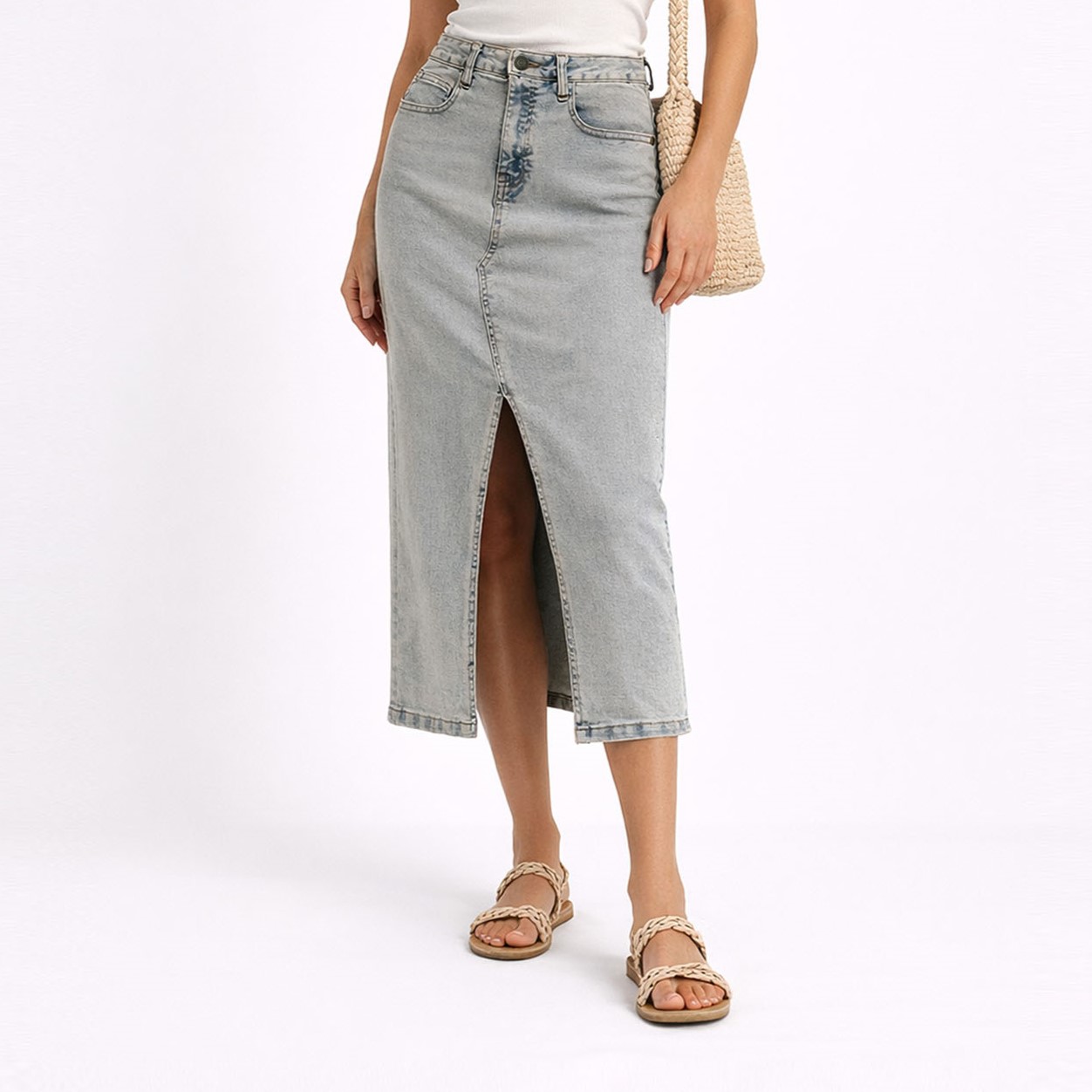 FALDA MIDI SLIM MUJER COTTONS JEANS IRLANDA - 1