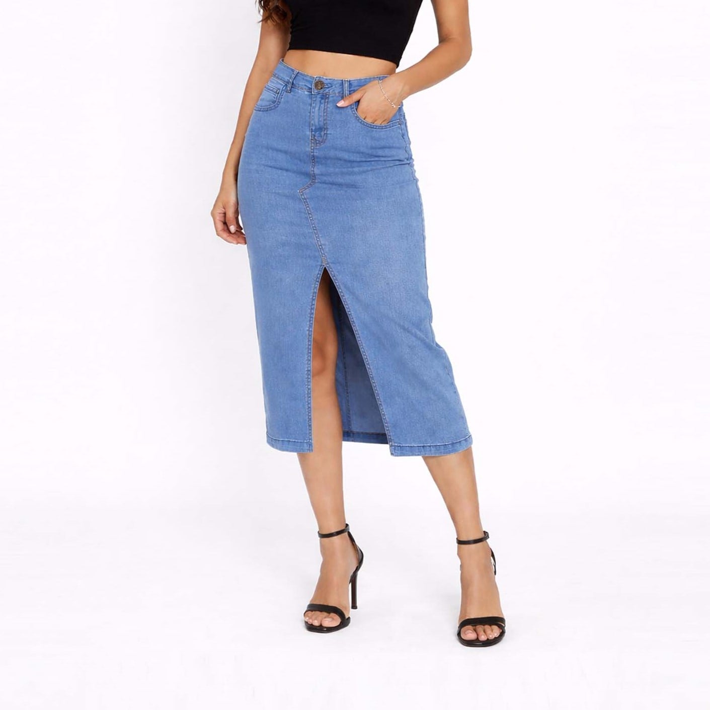 FALDA MIDI SLIM MUJER COTTONS JEANS IRLANDA - 1
