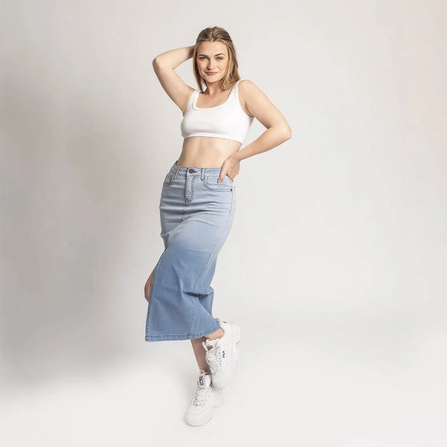 FALDA MIDI SLIM MUJER COTTONS JEANS IRLANDA - 1