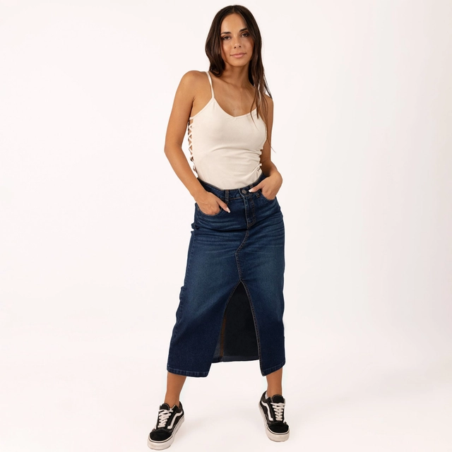 FALDA MIDI SLIM MUJER COTTONS JEANS IRLANDA - 2
