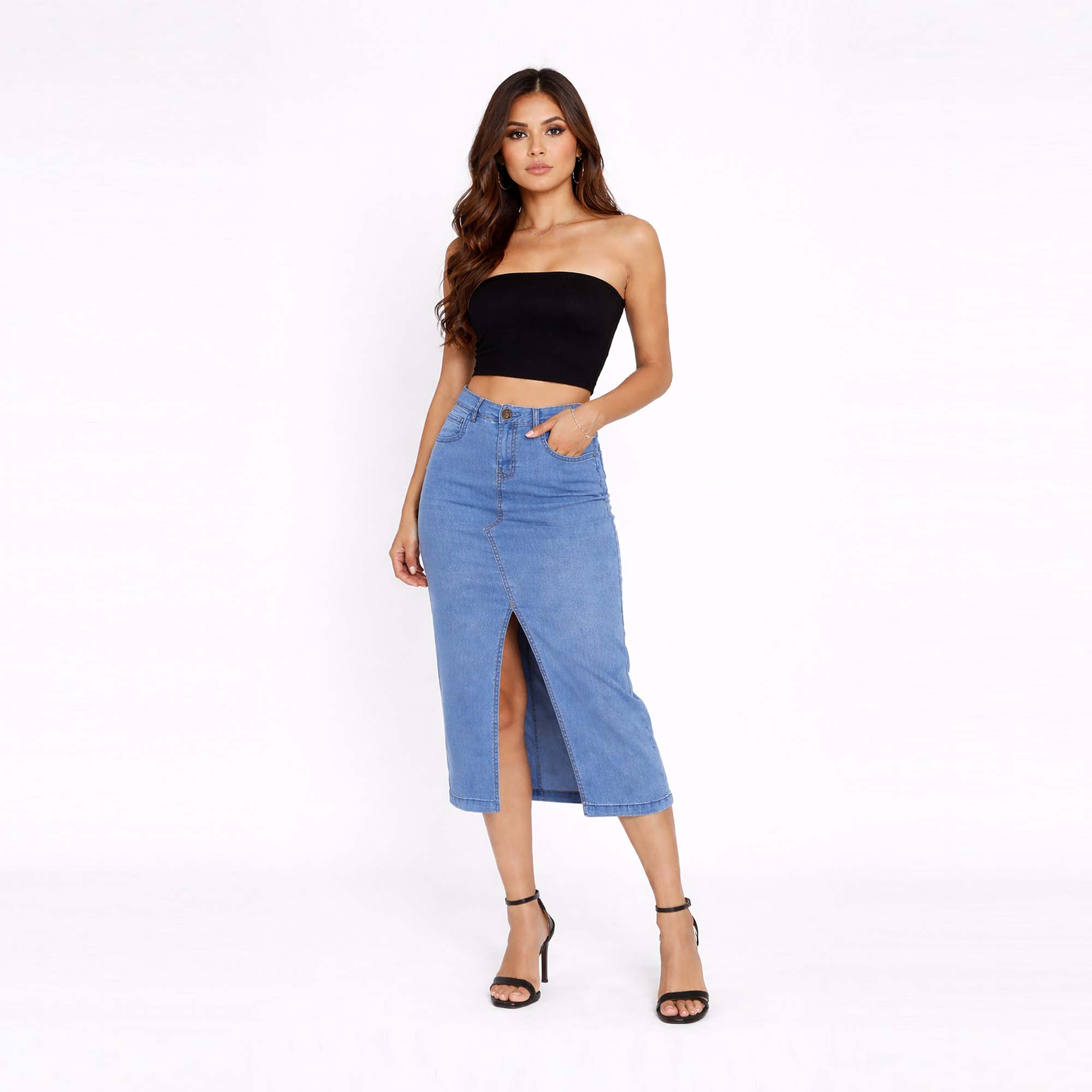 FALDA MIDI SLIM MUJER COTTONS JEANS IRLANDA - 2