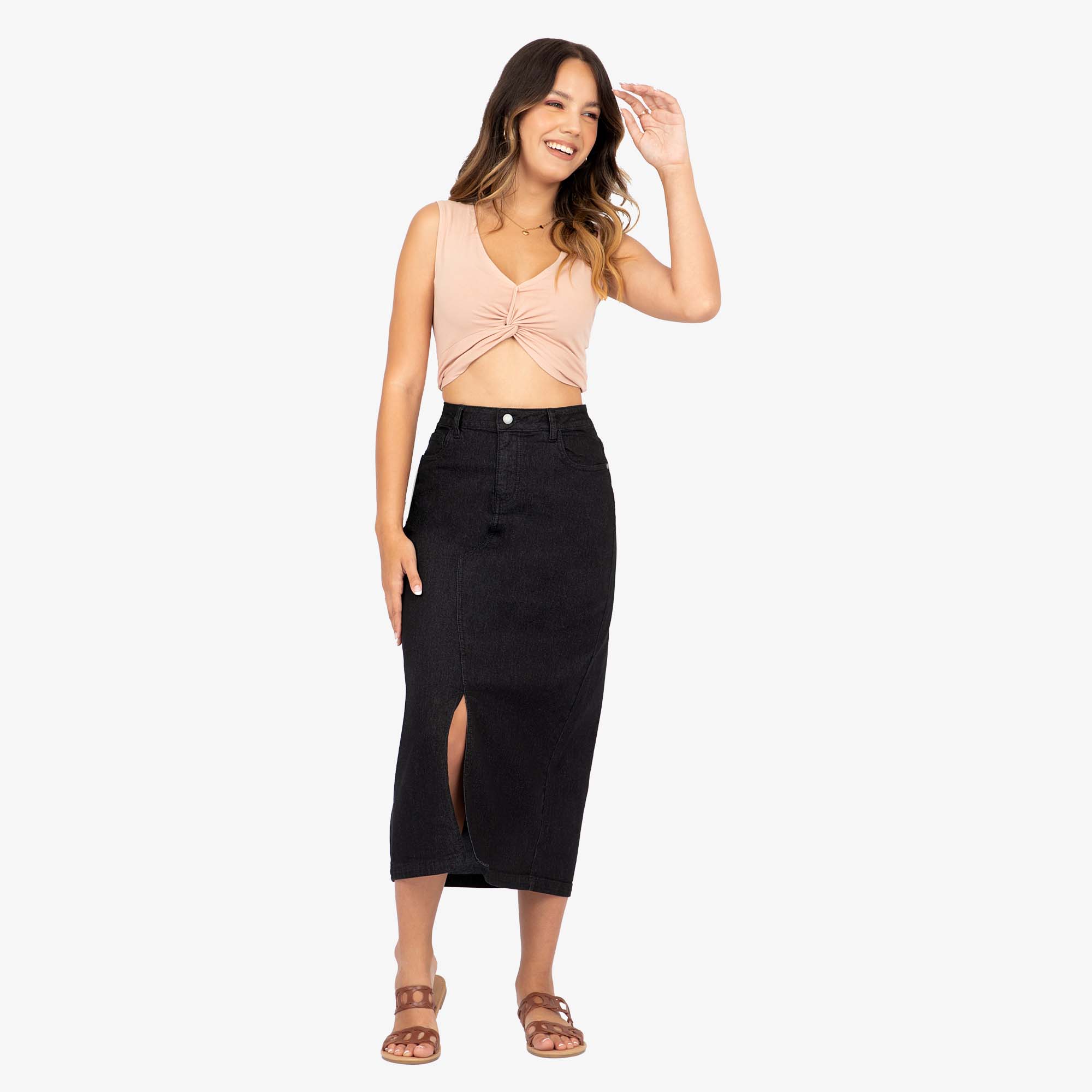 FALDA MIDI SLIM MUJER COTTONS JEANS IRLANDA - 3